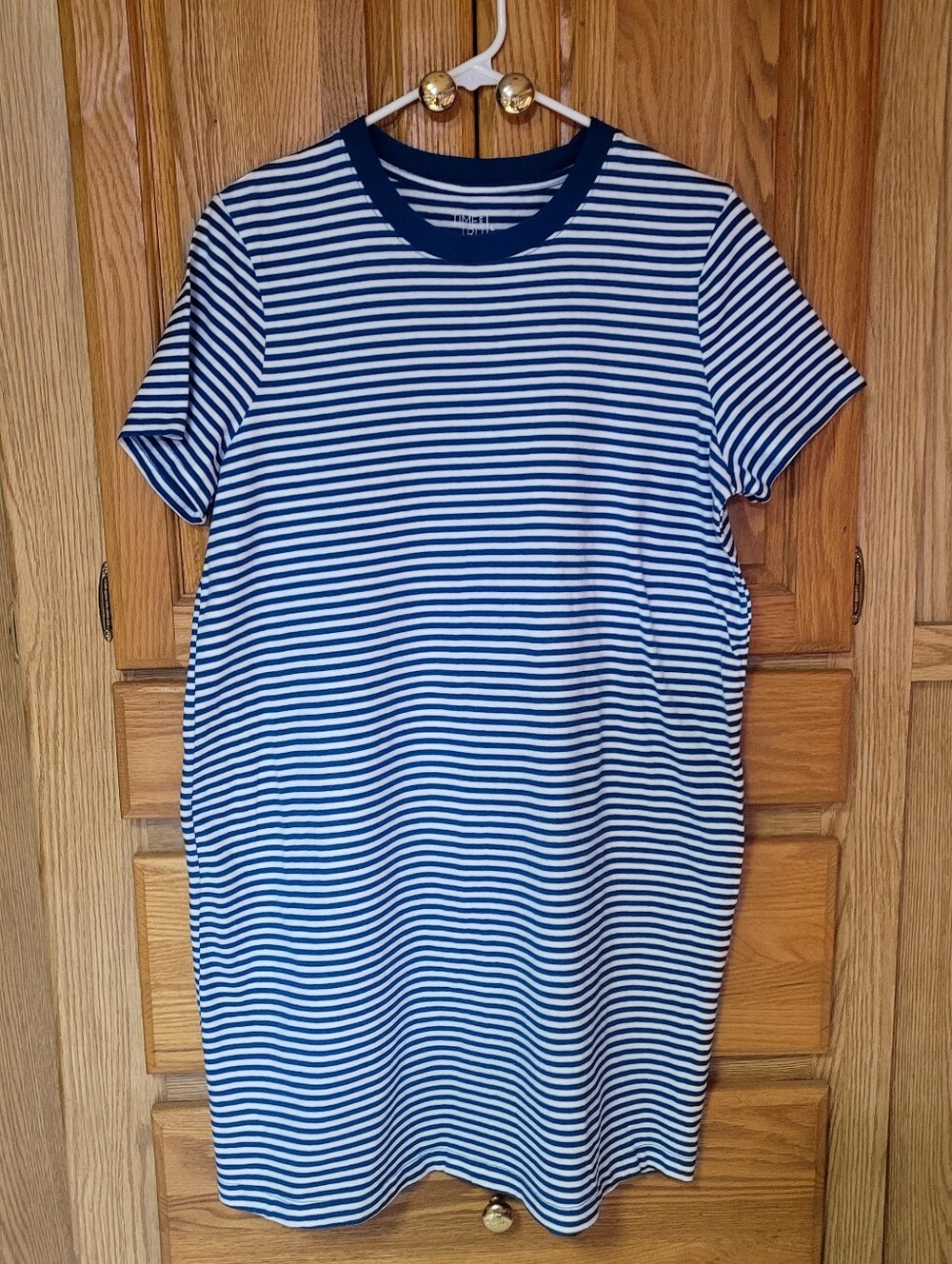 Time & Tru Striped T-shirt Dress, 100% Cotton, Size L
